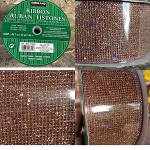 Kirkland 2.5” Wide Vintage Rose Gold Mesh Ribbon wired. 50 yard roll